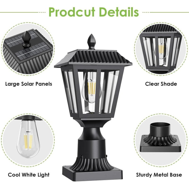 Solar Lights, Dusk to Solar Lamp Light with Pier Mount Base