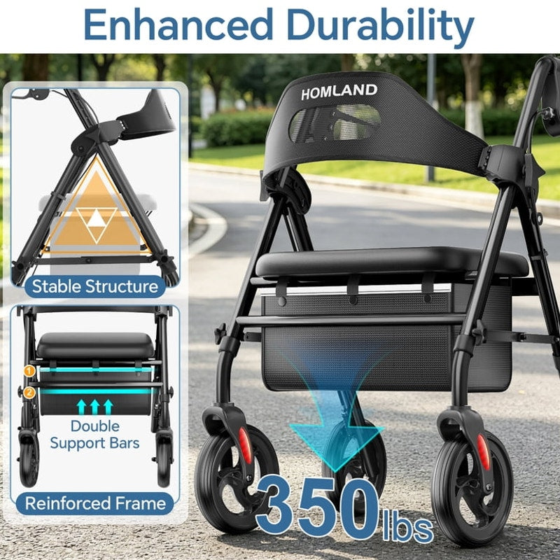 Foldable Rollator Walker with Seat