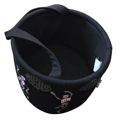 Dancing Disco Skeletons w/ Bow Tie Fabric Halloween Bucket with Carry Handle