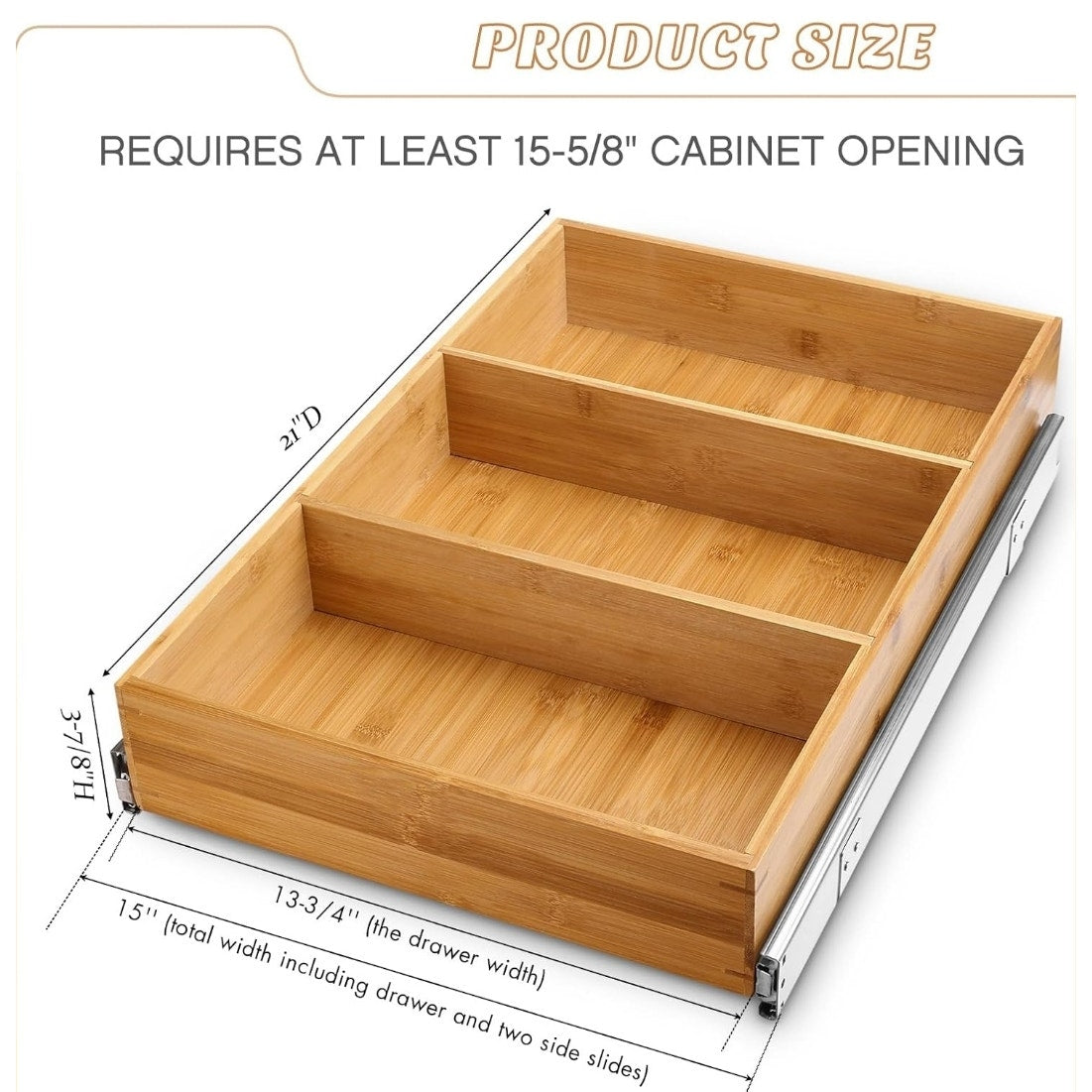 Fabsome Pull Out Bamboo Cabinet Drawer Organizer