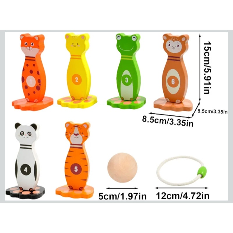 Wooden Ring Toss Game for Kids Animal Design Ages 1 +