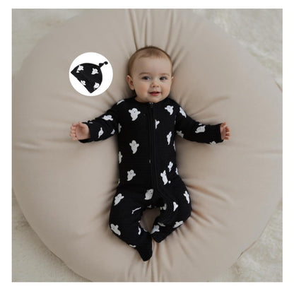 Newborn Baby Halloween Footies Zipper Footed Romper One Piece Jumpsuit with Hat