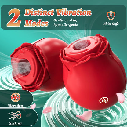 Silicone 2 in 1 Rose Adult Toy for Women 10 Vibration & Suction Clitioral Sucker