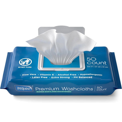 Inspire Premium Disposable Washcloths Wipes for Adults with Aloe & Vitamin E