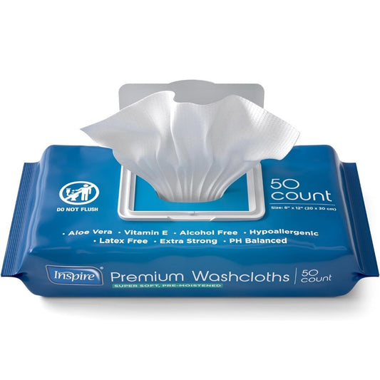 Inspire Premium Disposable Washcloths Wipes for Adults with Aloe & Vitamin E