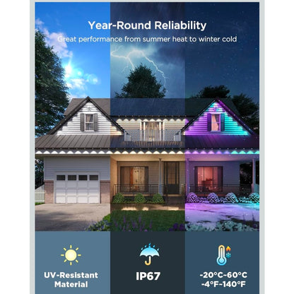 Govee Permanent Outdoor Lights 2, 100ft RGBIC Outdoor Lights with 100 Modes
16 Million Colors, IP67