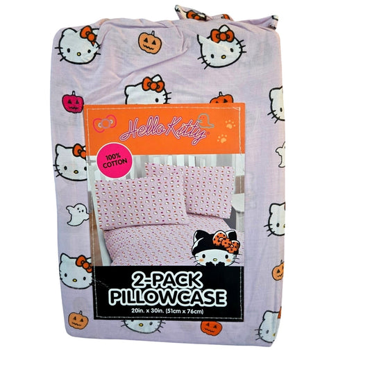 New Sanrio Hello Kitty Halloween Standard 2-Pack Pillowcase Orange Pink Pumpkin