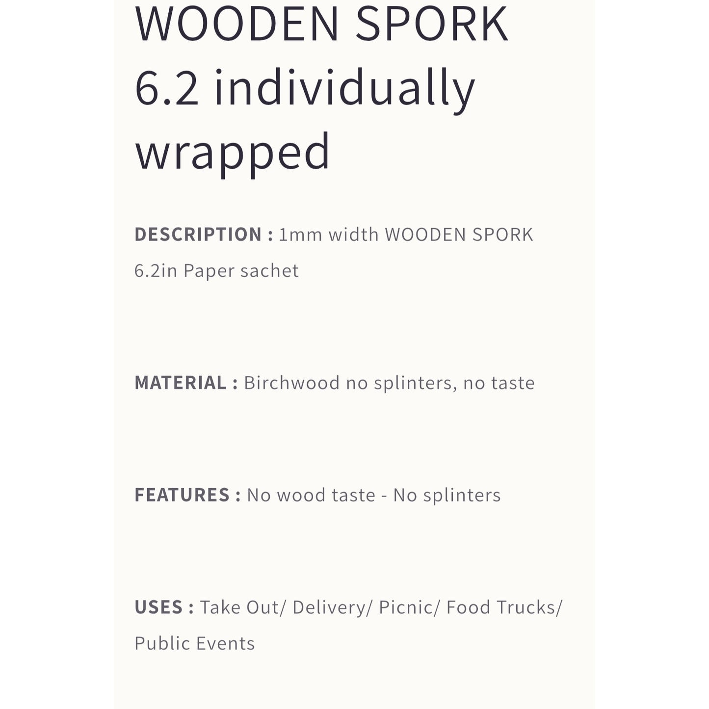 Clickeat Wooden Sporks Case of Approx 1000 Individually Wrapped NEW
