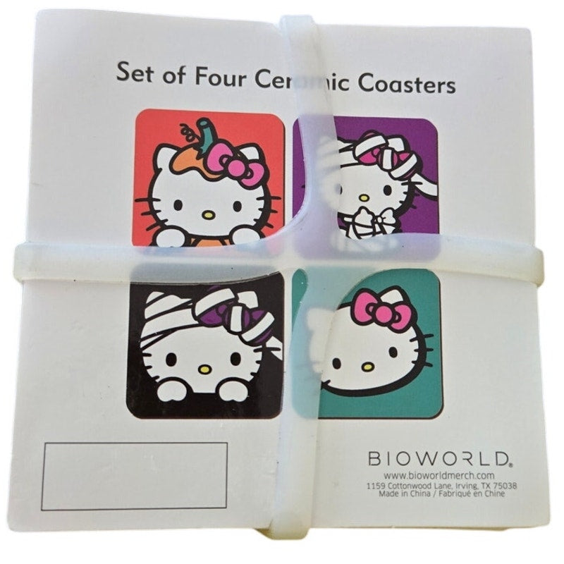 Sanrio Hello Kitty Ceramic Halloween Coasters Set of 4 Mummy Pumpkin