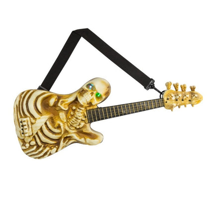 2 Ft. Light-Up Ukulele-Shaped Plastic Skeleton Halloween Decoration