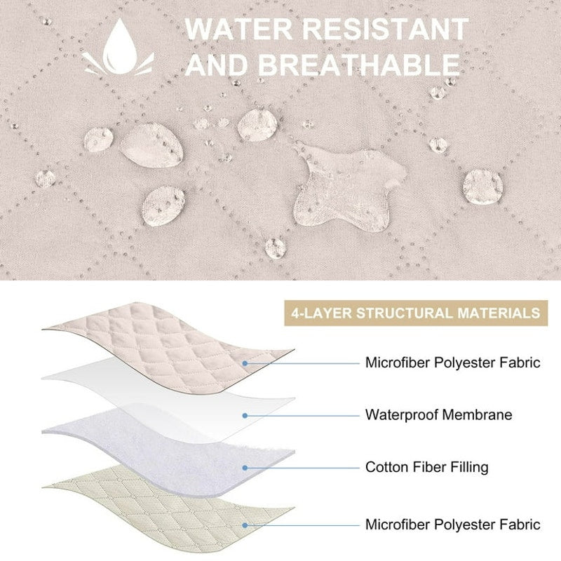 100% Waterproof Beige Sofa Chair Cover One Seater Anti Slip New