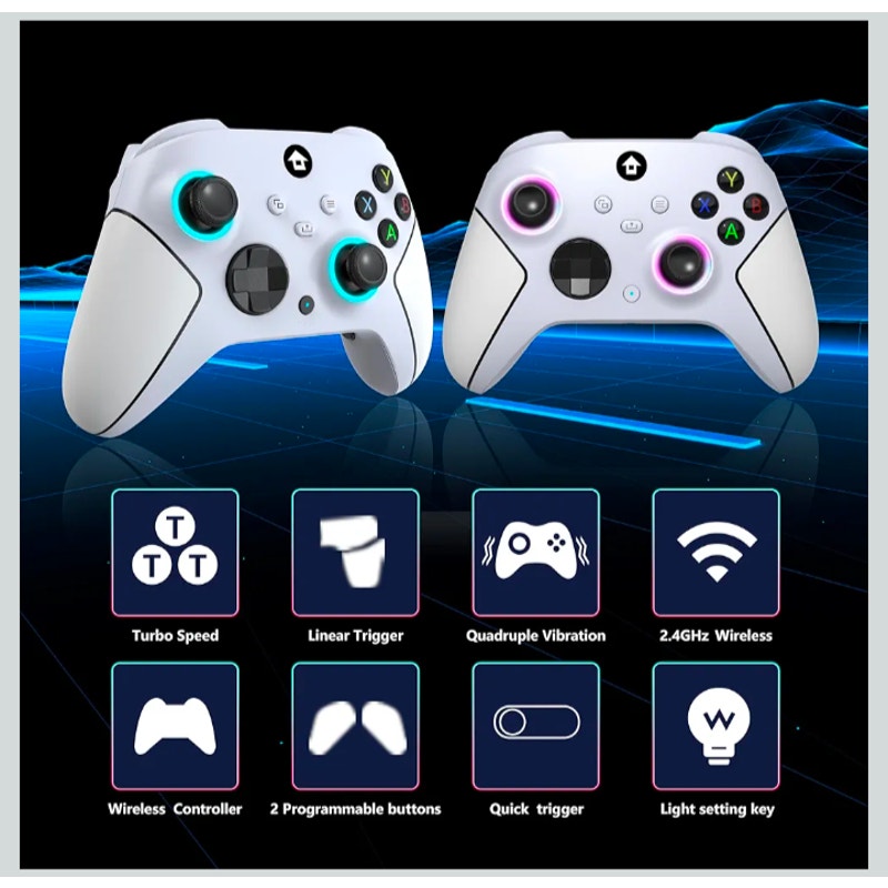 Wireless 2.4GHz Controller with 7 Colors RGB Light for Xbox