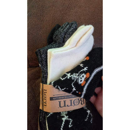 BORN Outdoor No Show Halloween Wool Blend Socks 4 Pairs Skeleton Skull