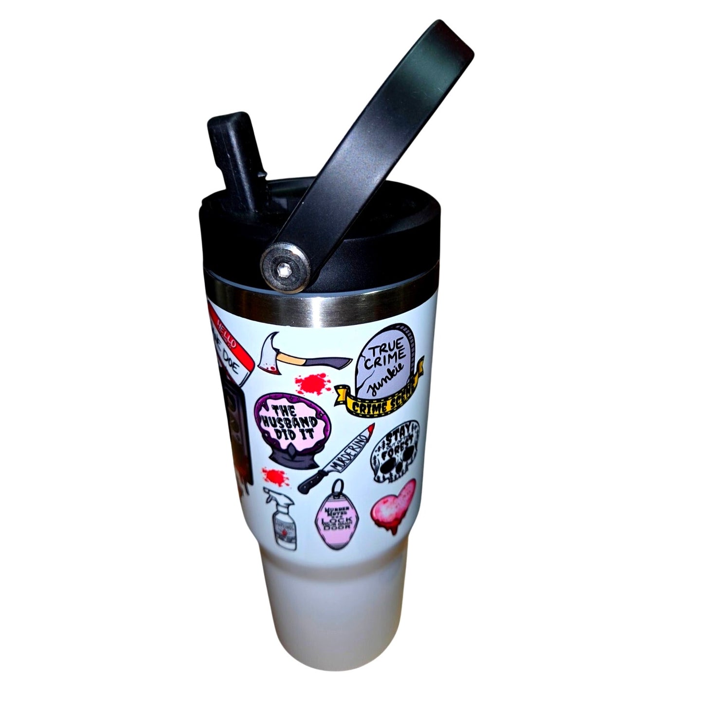 Horror Movie Whore Straw Sipper Insulated Stainless Steel Water Bottle Tumbler UV DTF