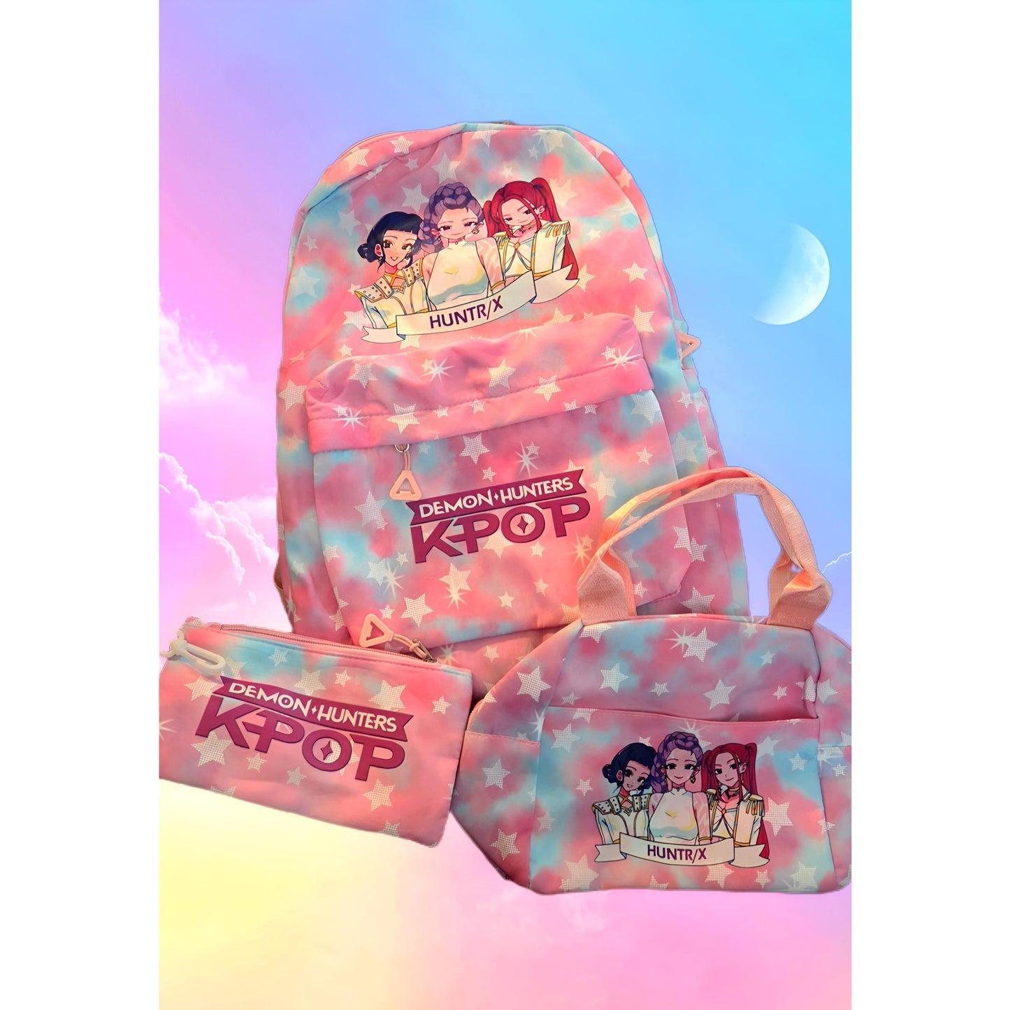 K-Pop Huntr/x Huntrix Backpack Set Back To School Pencil Pouch Handbag Set of 3