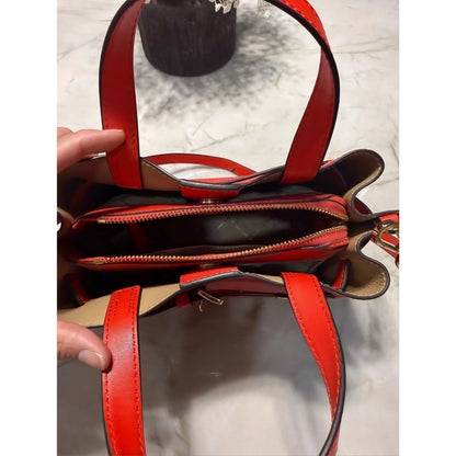 NEW Michael Kors Emilia Small Belted Satchel Red Pebbled Leather Crossbody Bag