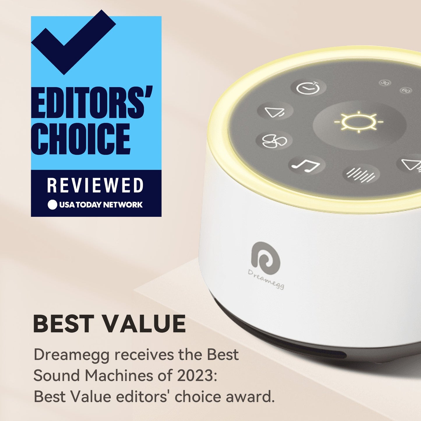 Dreamegg White Noise Sound Machine for Baby & Adult Sleep with Night Light