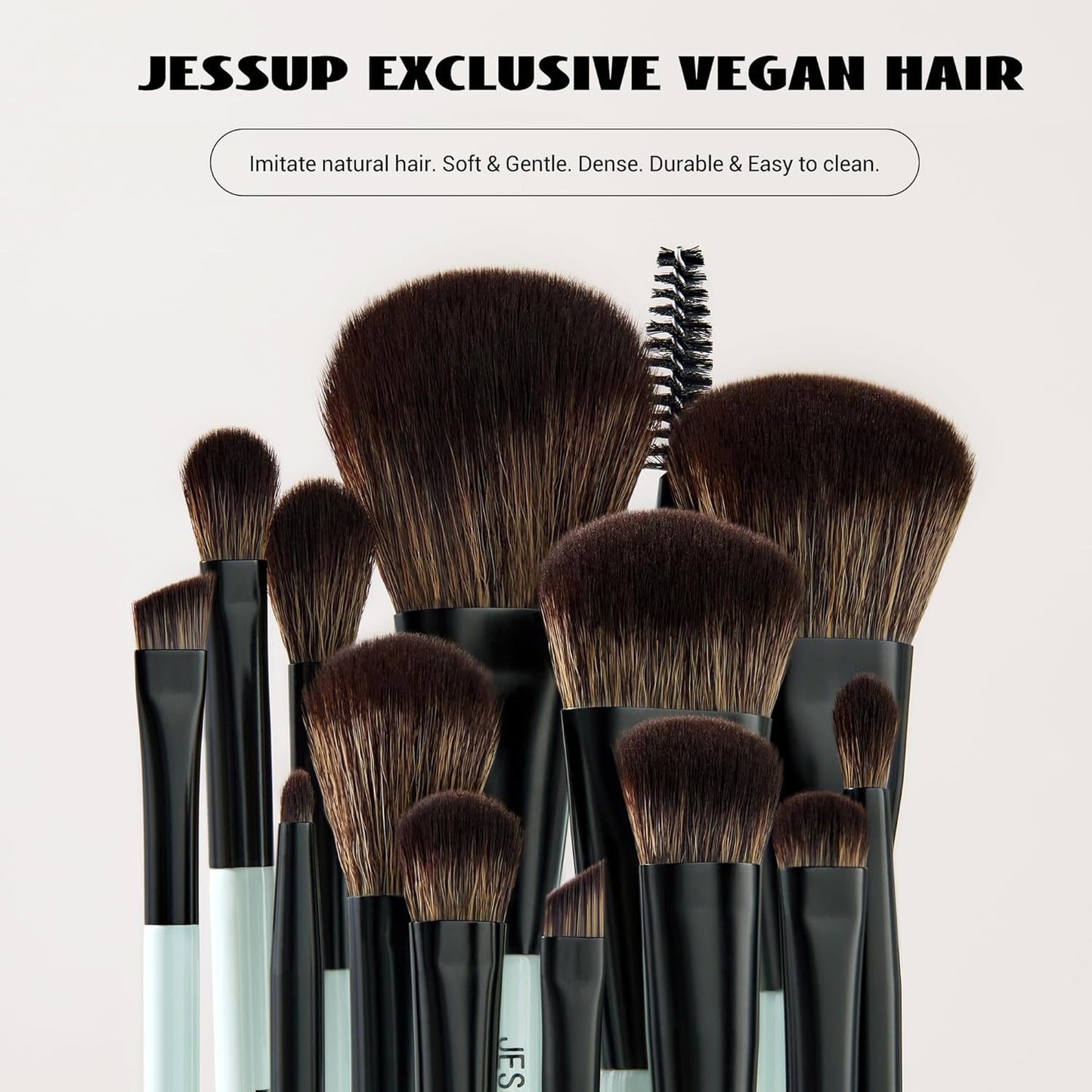 Jessup Makeup Brushes Set 10pcs Double Sided Cruelty Free Cosmetic Tools Brush Set