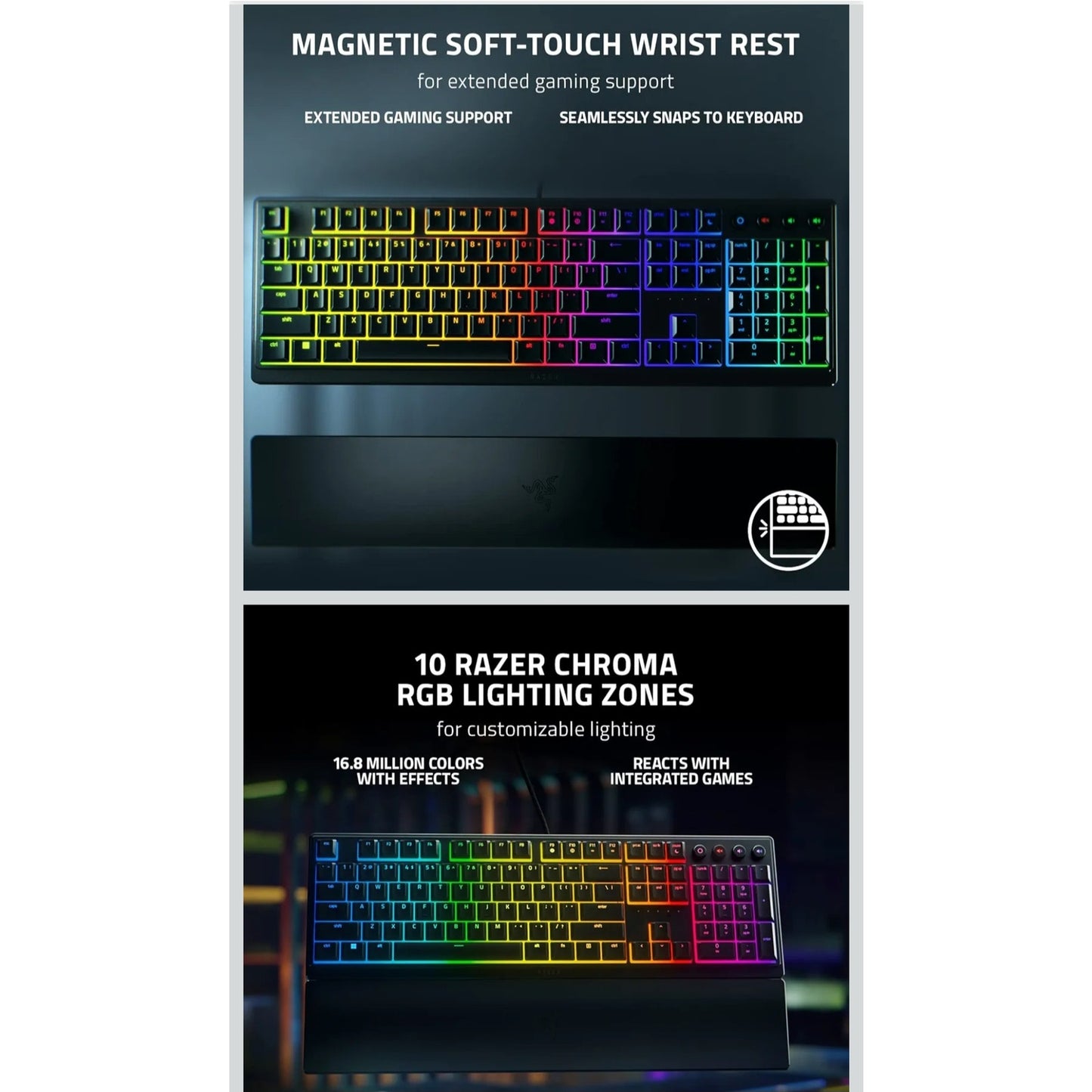 Razer Ornata V3 Gaming Keyboard Low Profile Keys Mecha Membrane Switches RGB Backlit