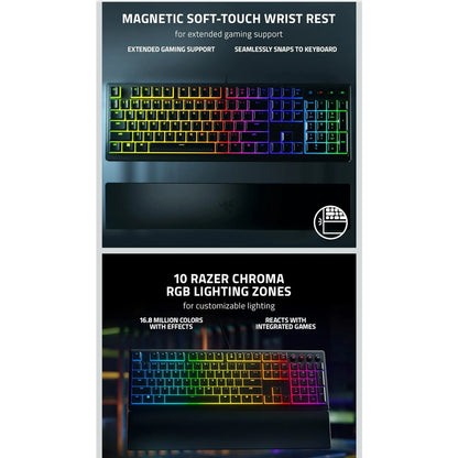 Razer Ornata V3 Gaming Keyboard Low Profile Keys Mecha Membrane Switches RGB Backlit