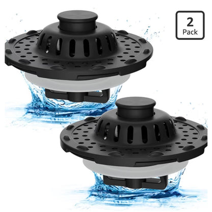 2PCS Universal Metal Bathtub Drain Stopper Top Hair Catcher, Matte Black