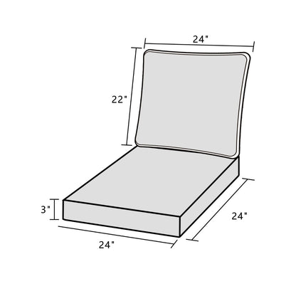 SET of TWO Deep Seat Patio Cushions 24x24 Outdoor Furniture w/ Removeable Cover Fade Resistant
