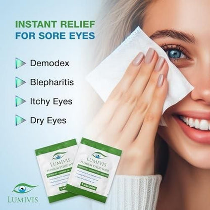 Lumivis Tea Tree Oil Eyelid Wipes – Gentle Daily Eye Care  36 Count