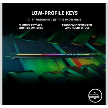 Razer Ornata V3 Gaming Keyboard Low Profile Keys Mecha Membrane Switches RGB Backlit