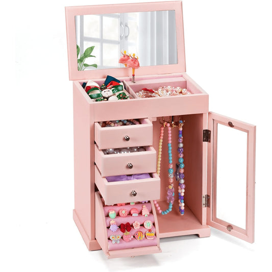 Pink Musical Ballerina Jewelry Box for Girls