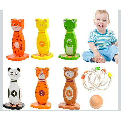 Wooden Ring Toss Game for Kids Animal Design Ages 1 +