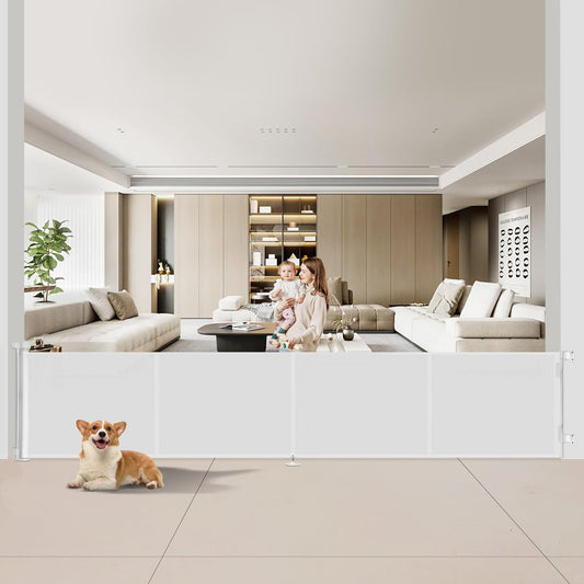 Retractable Baby / Pet Gate Extra Wide Reinforced 34" x 200" Indoor Outdoor 16FT Garage Gate