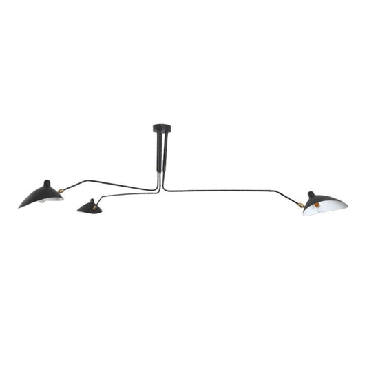 3 Arm Chandelier Black with Swing Arm & Adjustable Large Ceiling Light Fixture