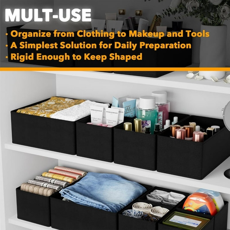 SpaceAid 12-Pack Drawer Organizer Pop Up Storage Fabric Bins Small Medium Large