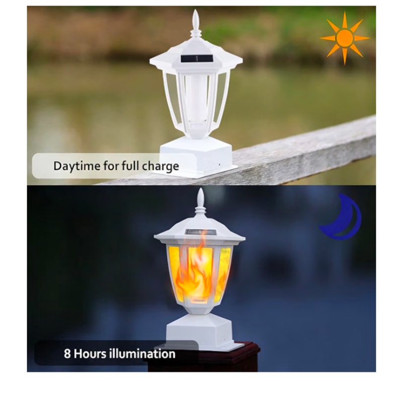 Dynaming 6 Pack Solar Flame Post Lights Outdoor, Solar Powered Lamps