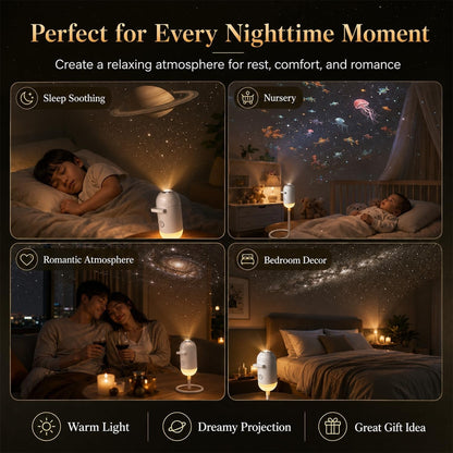 Starry Sky Projection LED Night Light Lamp 3 Interchangeable Theme Films (Model DS-11)