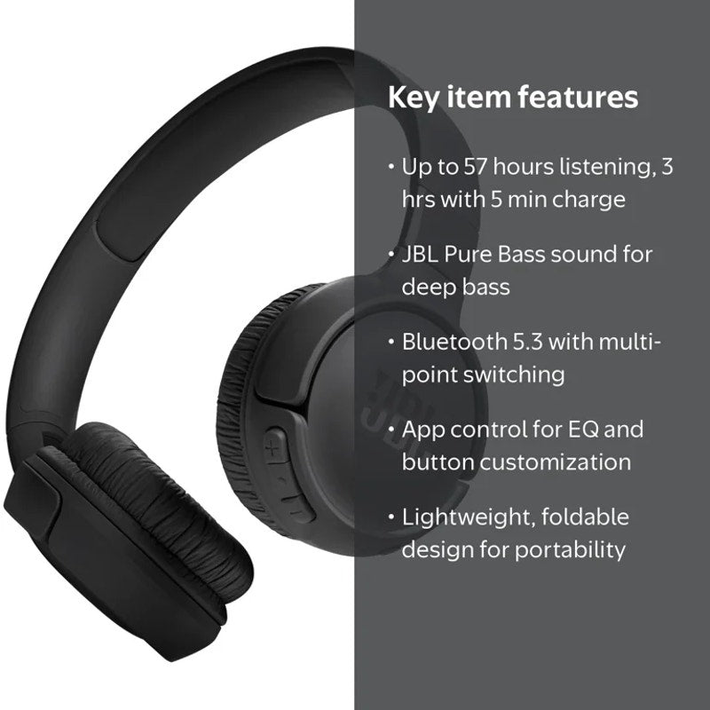 JBL Tune 520BT - Wireless On-Ear Headphones - Black