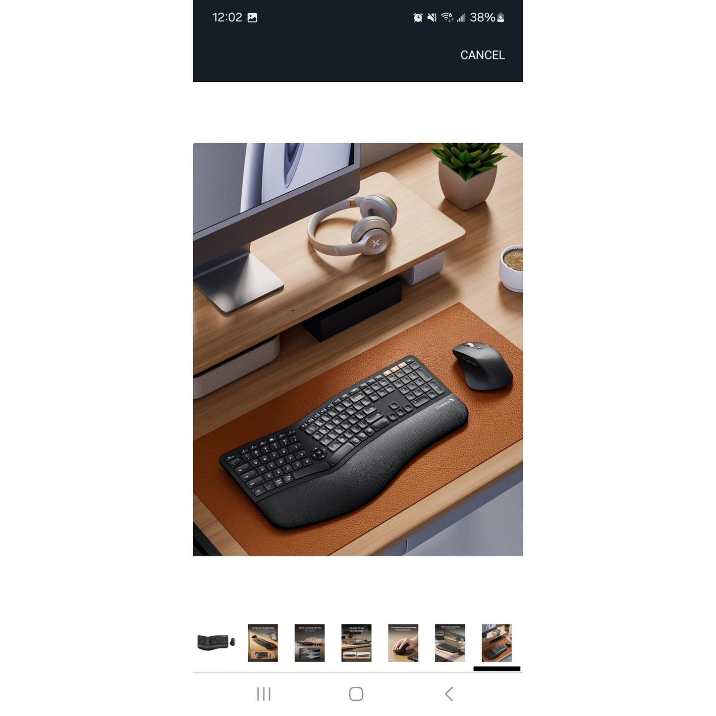 Ergonomic Wireless Full Size Keyboard & Mouse Bluetooth Split Design Wrist Rest Rechargeable