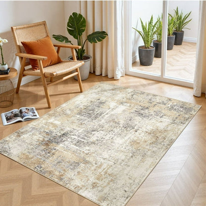 3'x5' Modern Abstract Small Area Rug Non-Slip Beige colors
