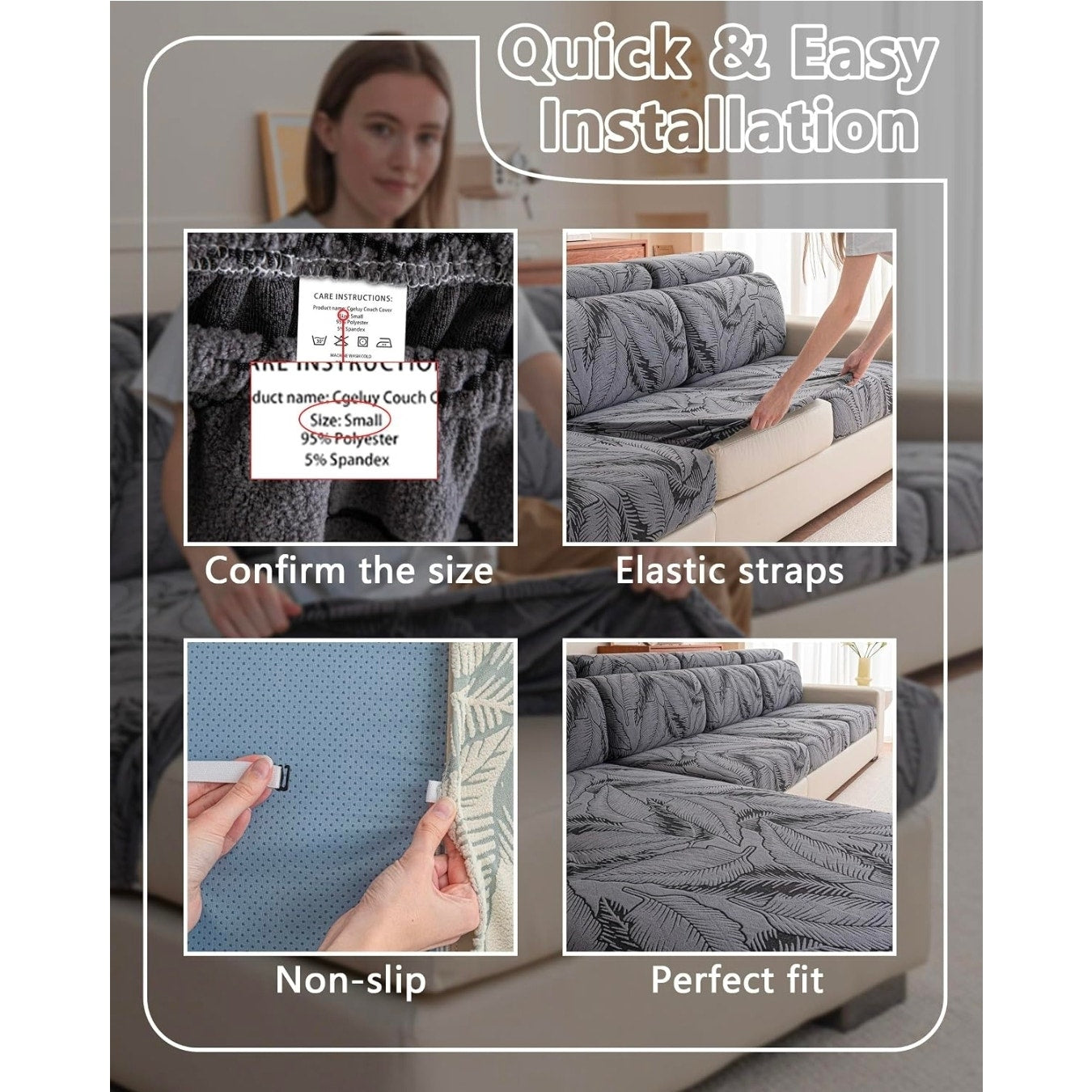 Set of 2 Sofa Cushion Cover Washable Couch Covers Sofa Protector Slipcovers