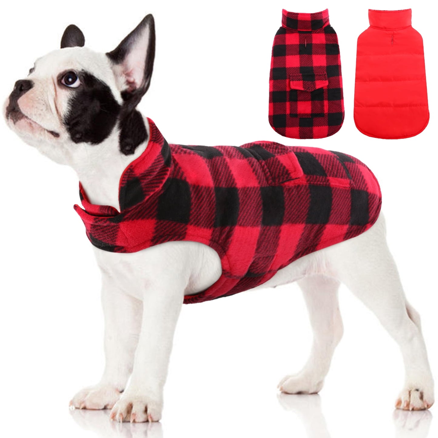 British Style Plaid Dog Winter Coat Size Small S