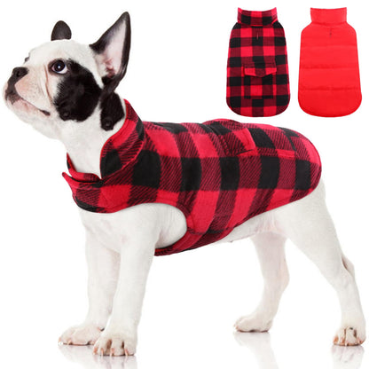 British Style Plaid Dog Winter Coat Size Small S