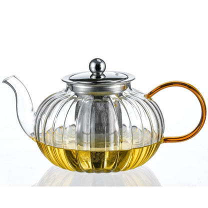 Hand Blown Glass Teapot 33.8oz/1000ml w/ Removable Infuser Halloween Pumpkin Shape