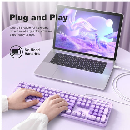 New Purple Large Print Keyboard USB Wired