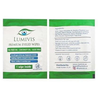 Lumivis Tea Tree Oil Eyelid Wipes – Gentle Daily Eye Care  36 Count