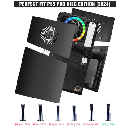 Faceplate for PS5 Pro Disc Edition Anti-Scratch Dustproof Case Replacement with RGB Ring