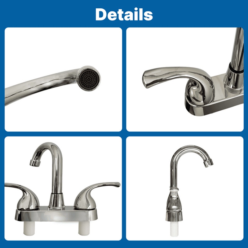 RV Camper Bathroom Faucet 4 Inch 2 Handle Centerset Fit 2 or 3 Holes 360 Swivel