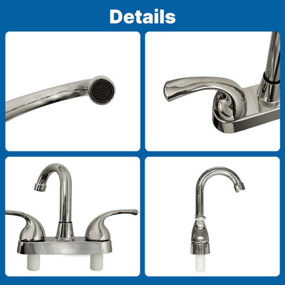RV Camper Bathroom Faucet 4 Inch 2 Handle Centerset Fit 2 or 3 Holes 360 Swivel