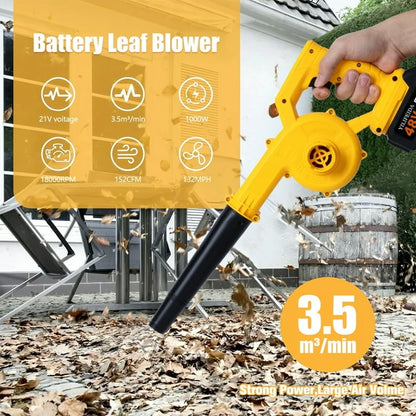 21V Cordless Leaf Blower, Lightweight Electric Mini Air Blower with two 2.0Ah batteries