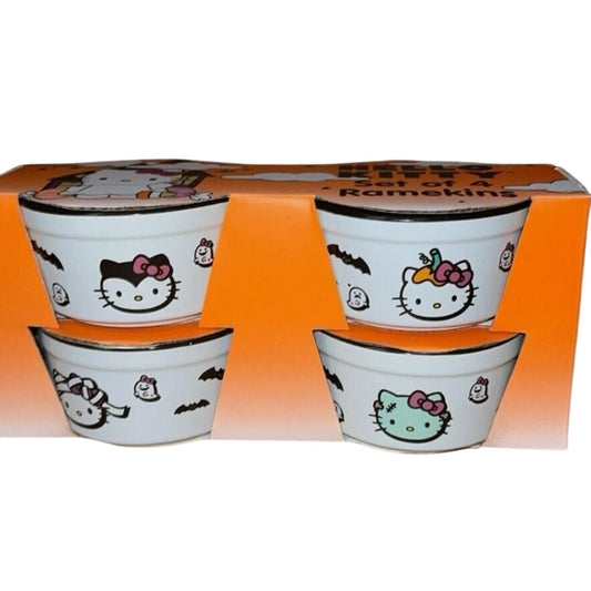 NEW Hello Kitty & Friends Halloween Costumes Set of 4 Ceramic Round Ramekins