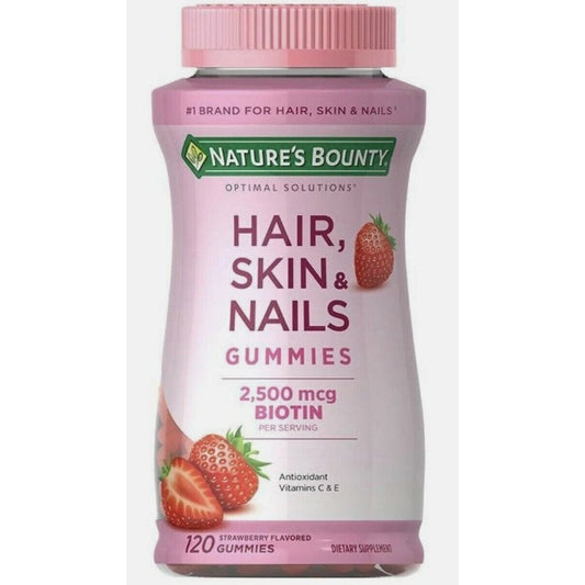 Nature's Bounty Optimal Solutions Hair Skin & Nails Gummies 2500 mcg Biotin